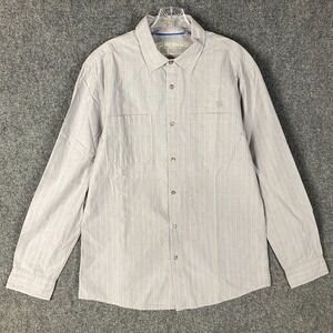 Red Herring Dress Shirt Men's Large Long Sleeve Gray Striped 100% Cotton Adults‎
